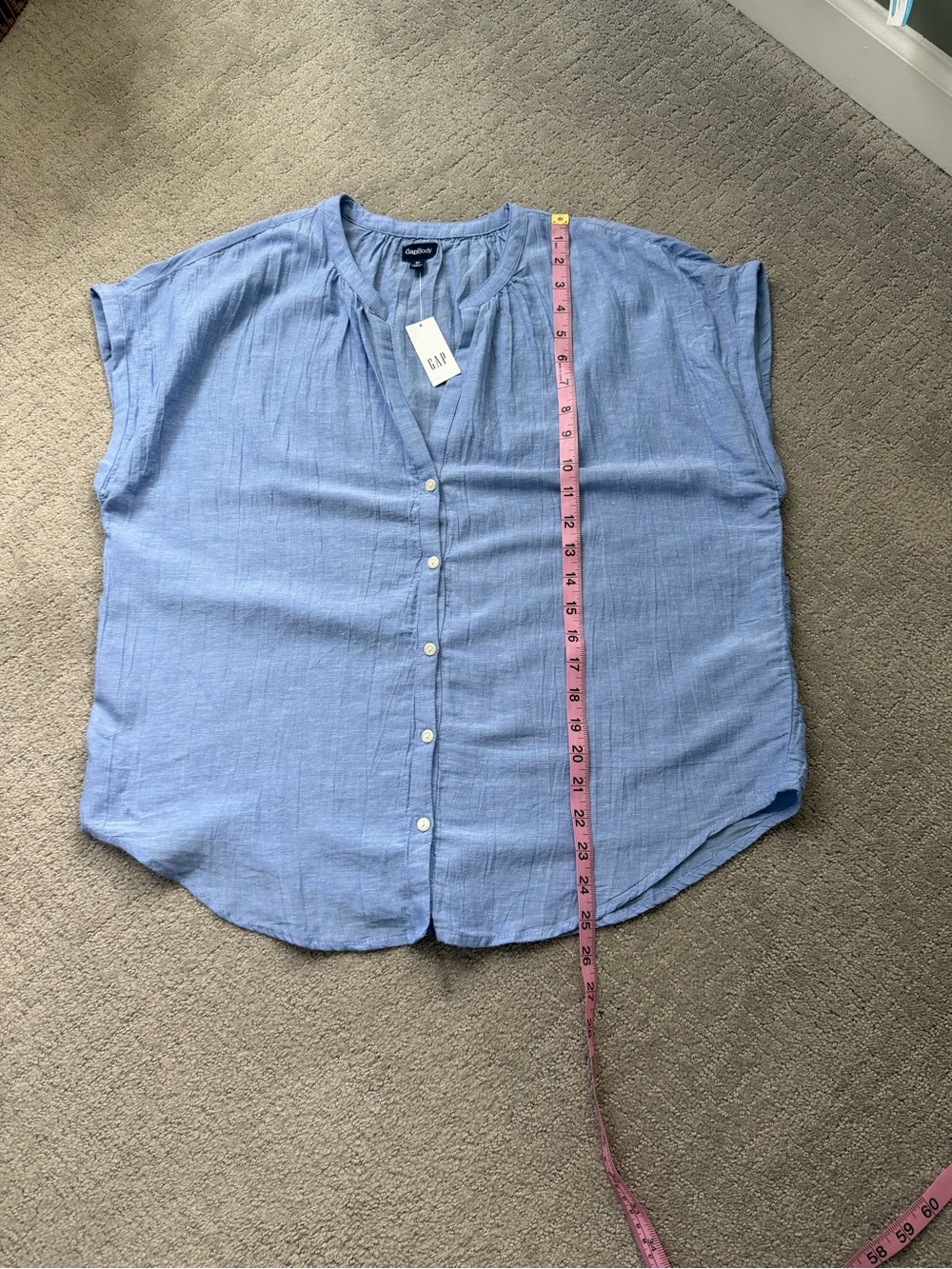 NWT - Gap Crinkle Gauze Dolman PJ Set - Top & Bottom sz M - linen blend Chambray - Picture 14 of 15